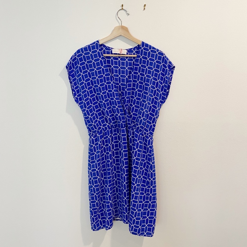 Amanda Uprichard Blue Printed Silk Dress